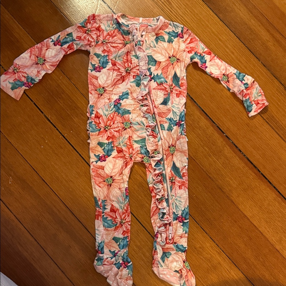 Posh Peanut poinsettia ruffle pajamas